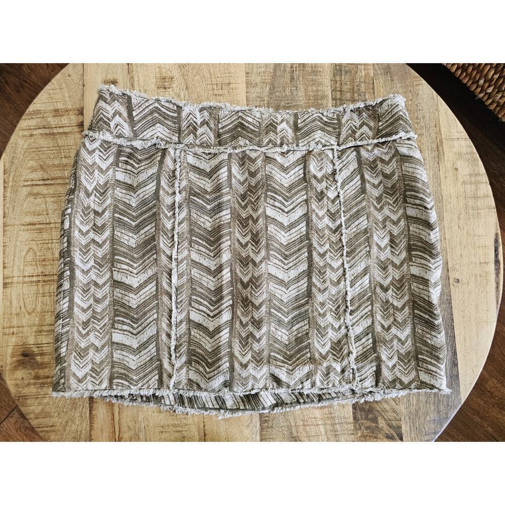 Michael Kohrs 100% Linen Chevron Mini Skirt Women's Size 14 Bohemian